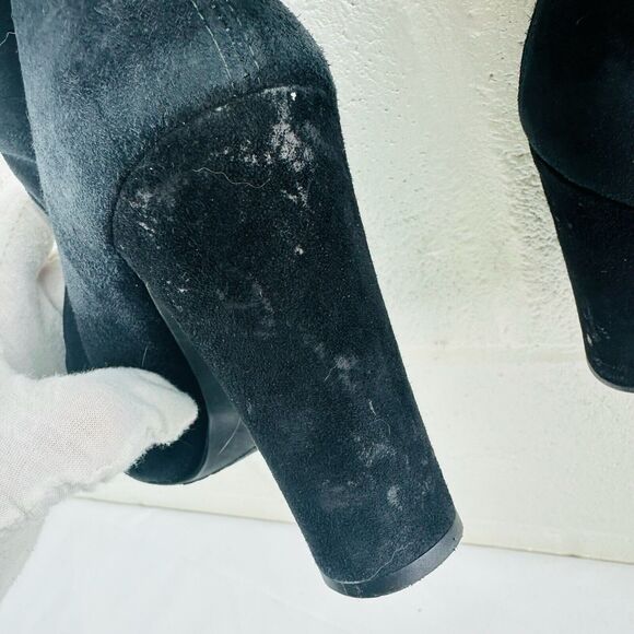 Stuart Weitzman Highland Over The Knee Boots Black Suede Heeled Sz 5.5 - Picture 6 of 13